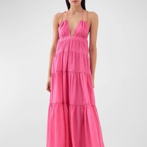 BIRD & KNOLL Lolita String-Tie Tiered Maxi Dress: Size Small